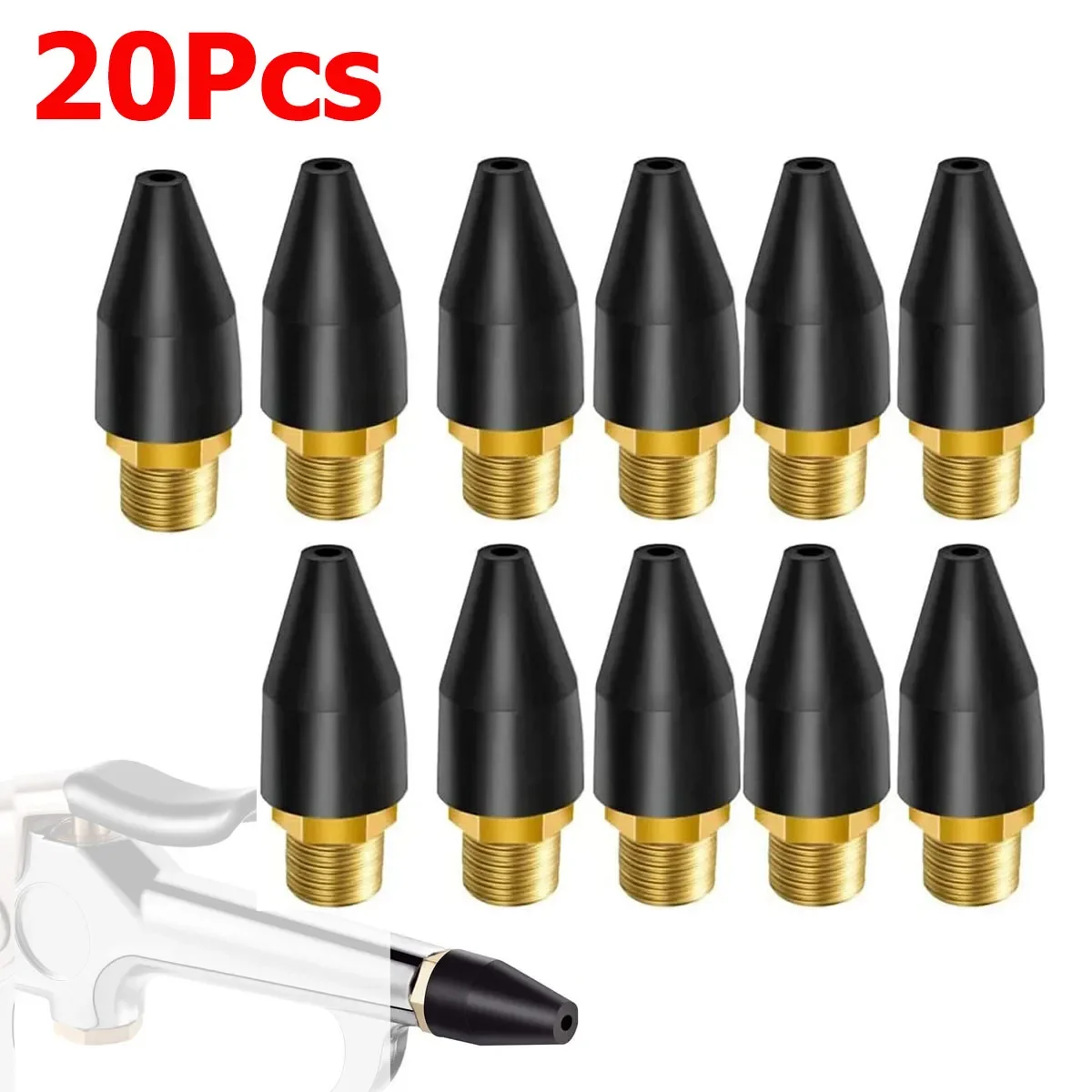 20Pcs Rubber Air Compressor Nozzles Brass Tip For Air Blow Guns Replacement Head 1/8-Inch Air Compressor Blower Nozzle Head Tool
