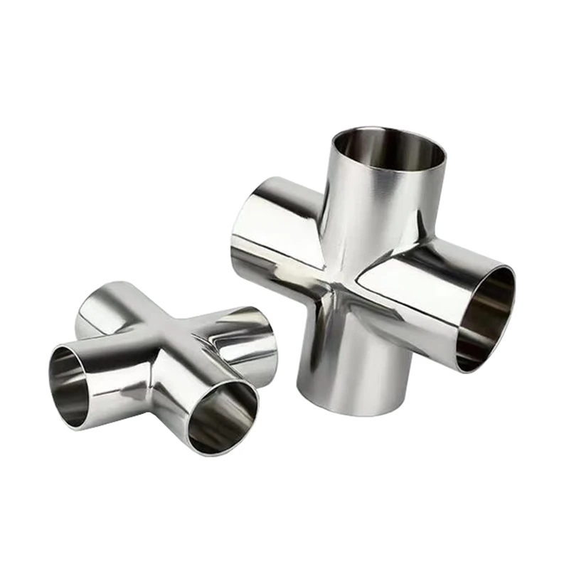 

19mm - 102mm OD Sanitary Welding Cross 4-ways Pipe Connector SS304 Stainless Steel Fitting Spliter Homebrew Beer Wine