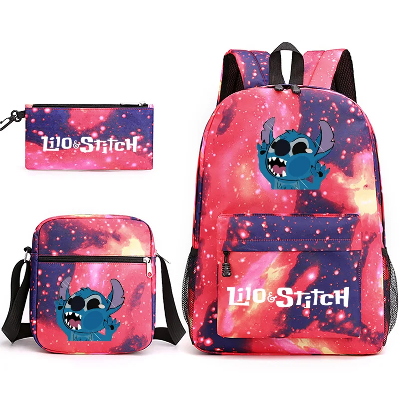 Stitch Galaxy Backpack Shoulder Bag Pencil Case Set Children Boys Girls Bookbag Student Schoolbag Teenager Satchel 16 Inch