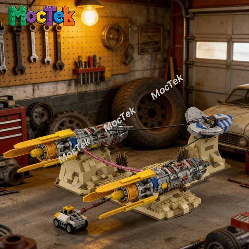

Tatooine Landscape Display MOC Bricks Podracer Racing Vehicle Desert Scene Building Blocks Assembly Decor Gift