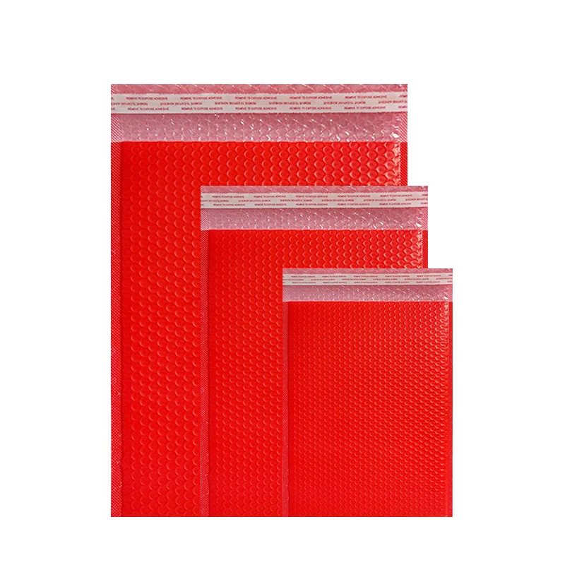 50Pcs Red Plastic Bubble Bags Self Seal Adhesive Bubble Mailers Clothings/Jewelry Packaging Bubble Envelope Books Protect Bag