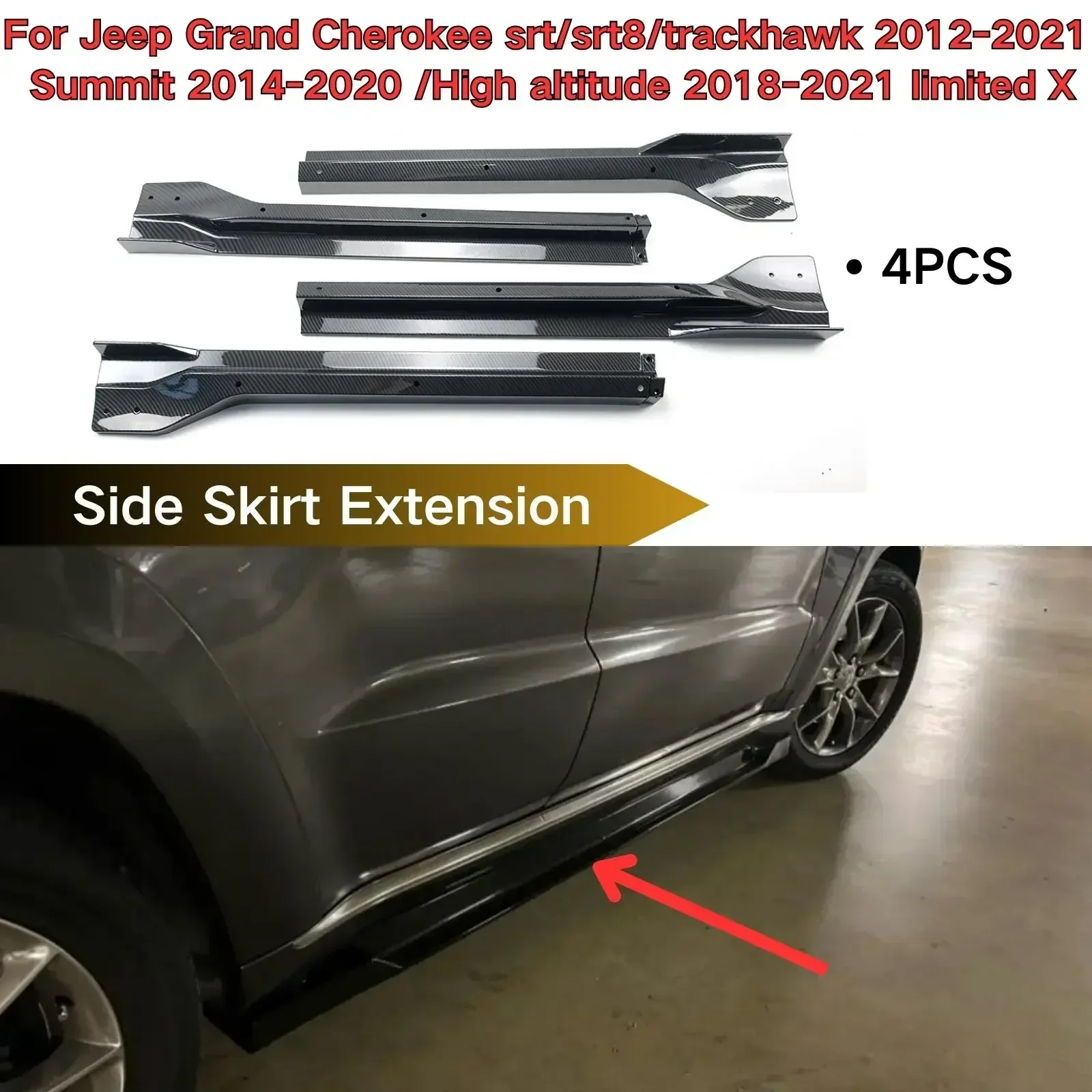 Side Skirt Extension For Jeep Grand Cherokee Base Model 2014 2015 2016 2017-2022 Car Accessories Glossy Black Spoiler Splitter