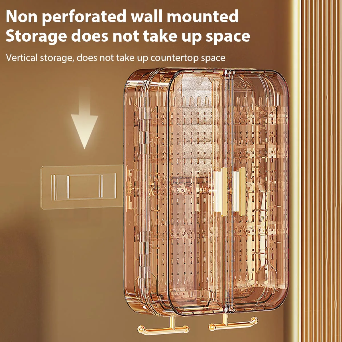 غرفة نوم الحائط القرط قلادة تخزين الرف البلاستيك الشفاف مجوهرات رف شاشة الراقية صندوق تخزين المجوهرات المنزلية #5