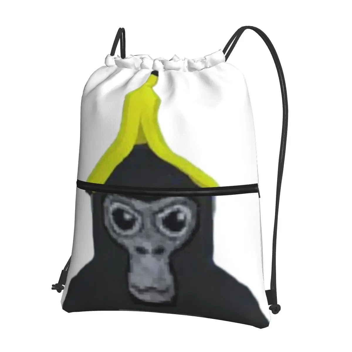 Gorilla Tag Monkey With Banana Portable Backpacks Drawstring Bag Fashion Drawstring Bundle Pocket Shoes Bags For School Students