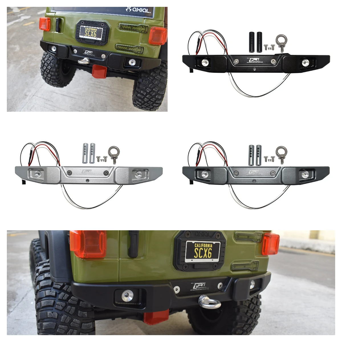 

GPM AXIAL 1/6 SCX6 Jeep Trial Honcho For Alu Rear Bumper & Hook & 5mm Led Light
