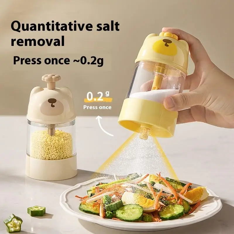 0.2g Metering Salt Shaker Push Type Salt Dispenser Salt Sugar Bottle Shaker Canister Quantitative Salt Shaker Moisture-proof