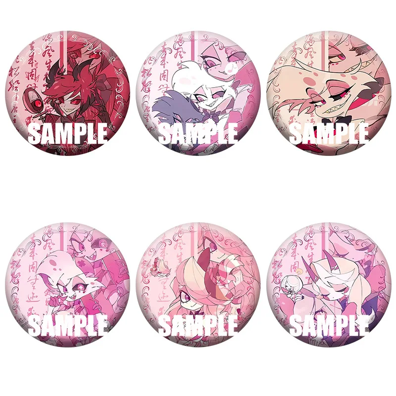 

Hazbin Hotel Alastor Angel Dust Charlie Vaggie Peripheral Tinplate Laser Badge Brooch Pin Cute Cartoon Character Badge Backpacks