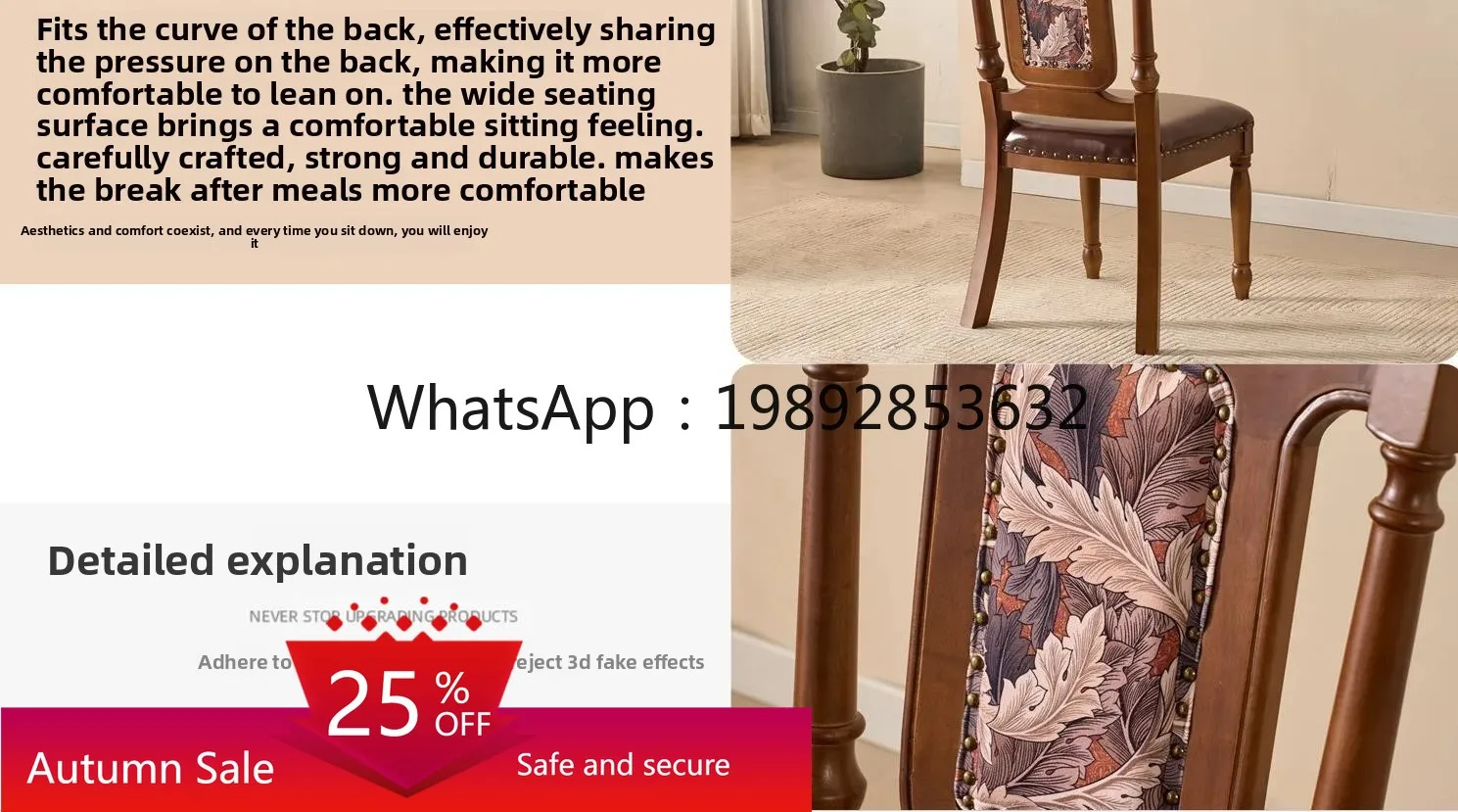 

solid wood dining chair desk back chair casual simple restaurant leather chair home decoration accessories