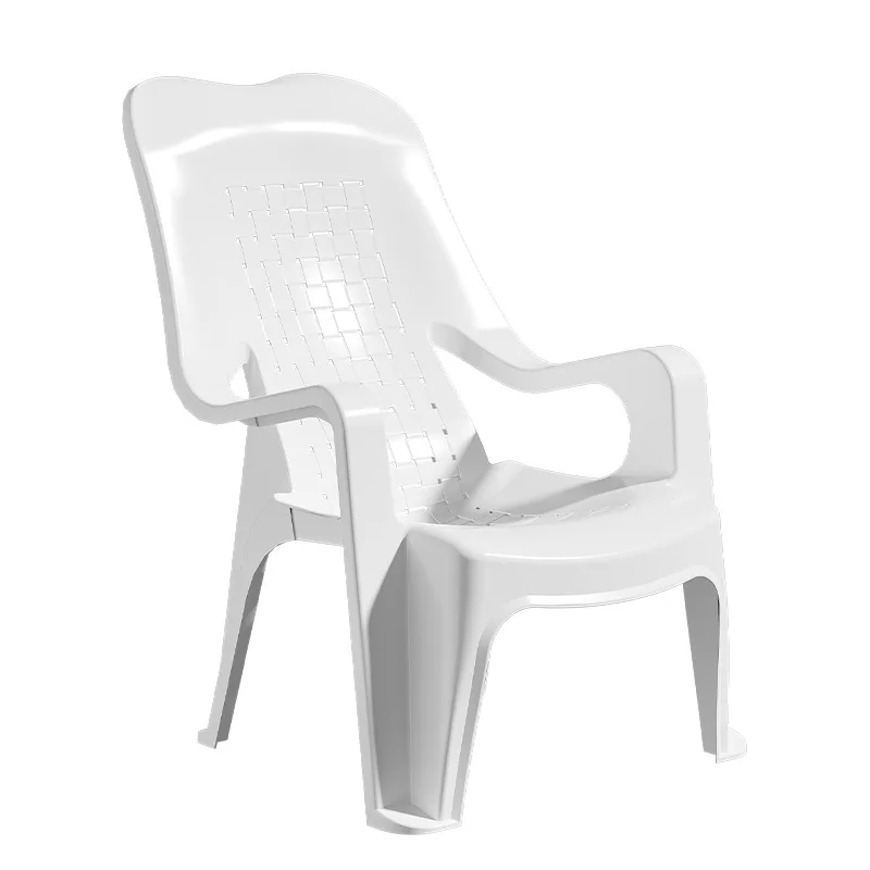 Plastic thickened leisure back chair beach chair balcony recliner high back armchair outdoor food stall night market dining
