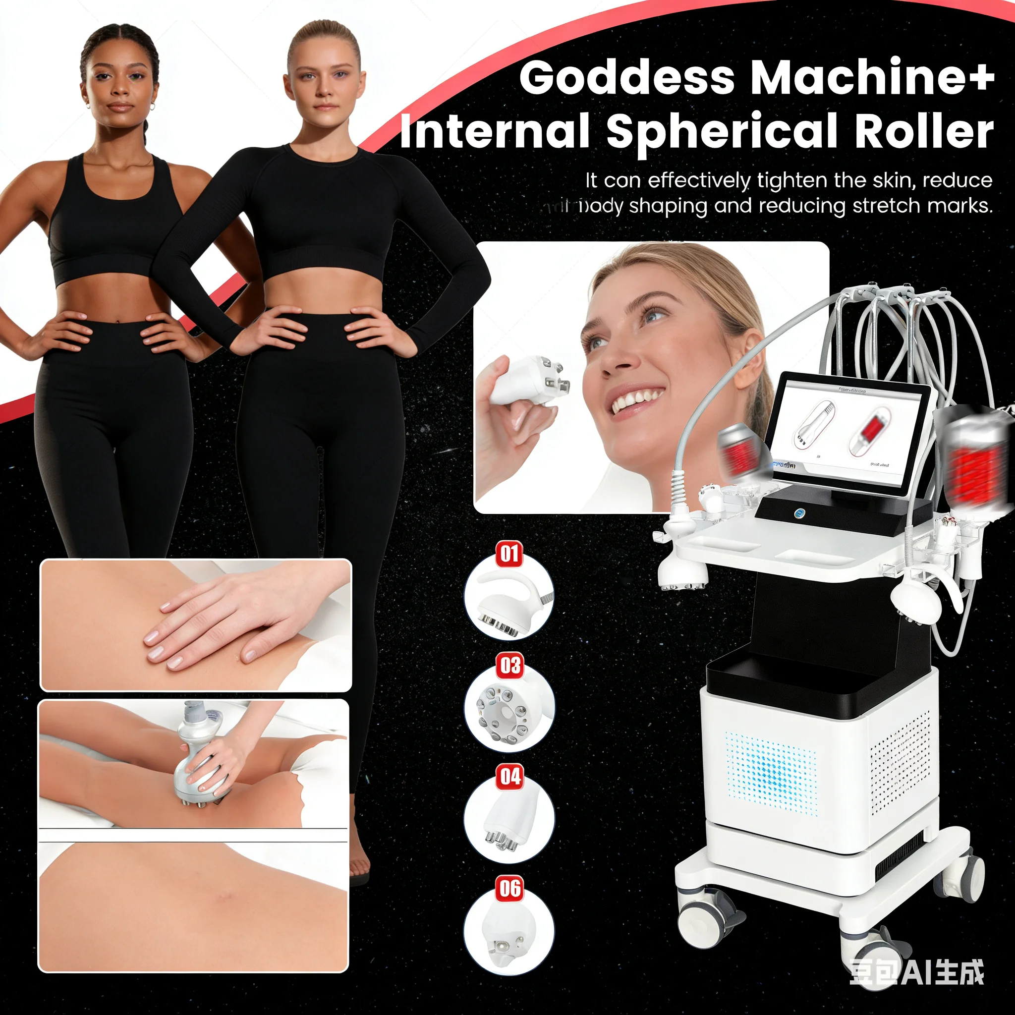

6 in 1 Fat Removal Cellulite Reduction Safe Device 6D Body Slimming Venus Legacy Machine for Face and Body 6 Handles