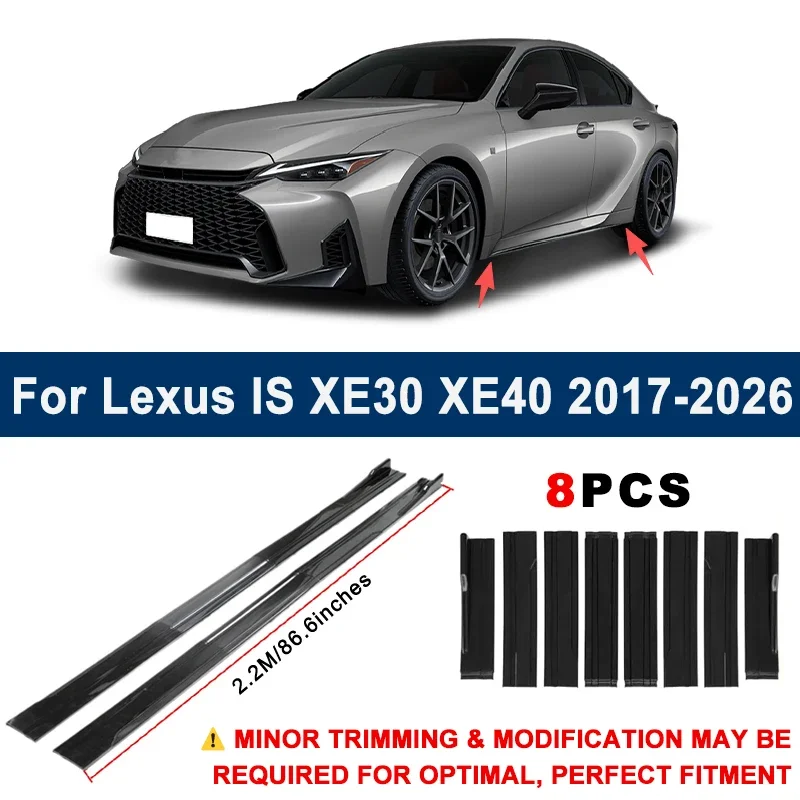 

Aerodynamic 2.2m Sectional Side Skirt Extension Lips Racing Side Spoiler For Lexus IS XE30 XE40 2017-2026 2018 Sport Upgrade Kit