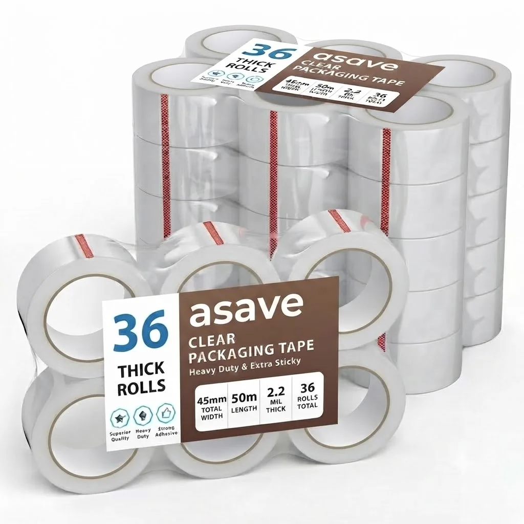 High Performance Clear Packaging Tape 36 Rolls Set 45mm Wide 50m Long Waterproof Adhesive