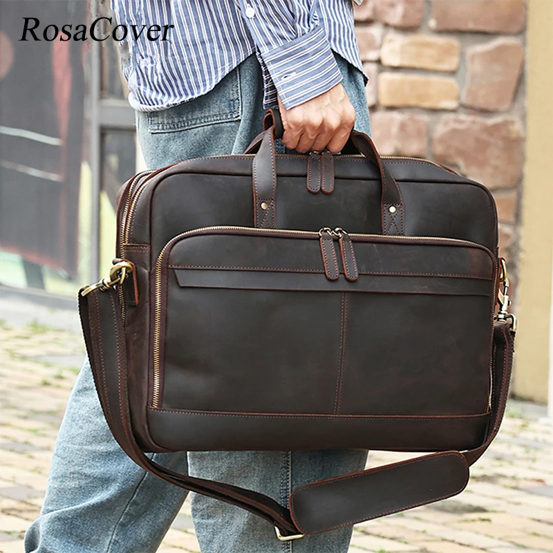 Genuine Leather Men's Briefcase for 17