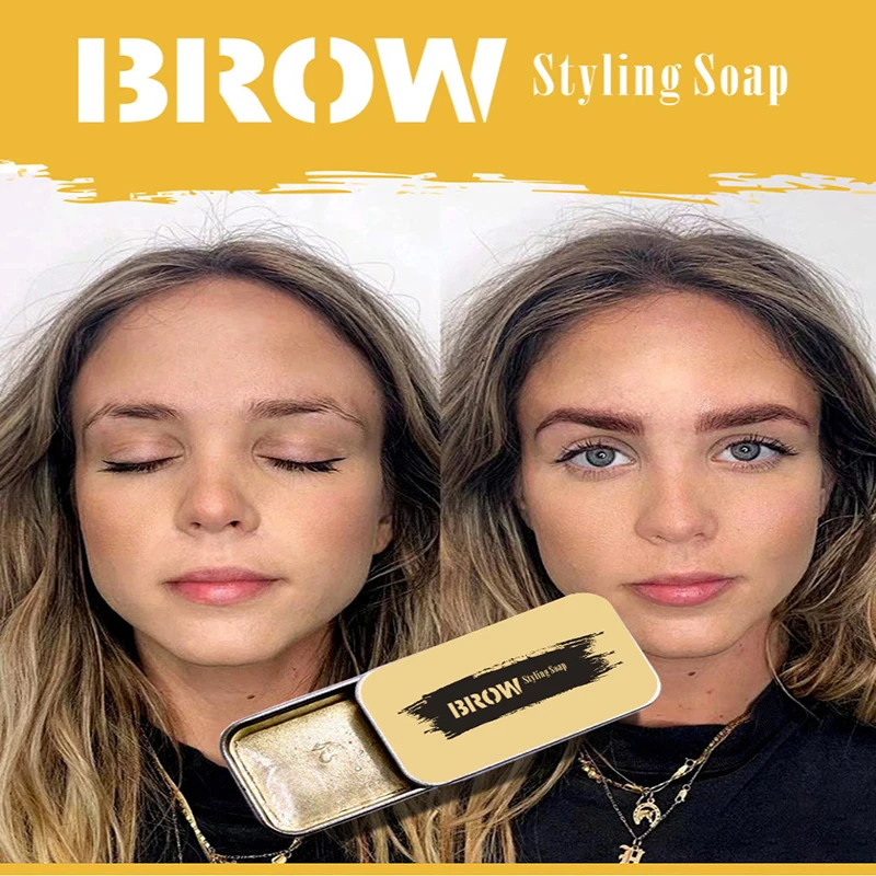 Pegamento para cejas salvaje transparente, jabón de estilismo para cejas, cera de Gel, jabón para cejas duradero resistente al agua con cepillo, herramienta de maquillaje portátil compacta