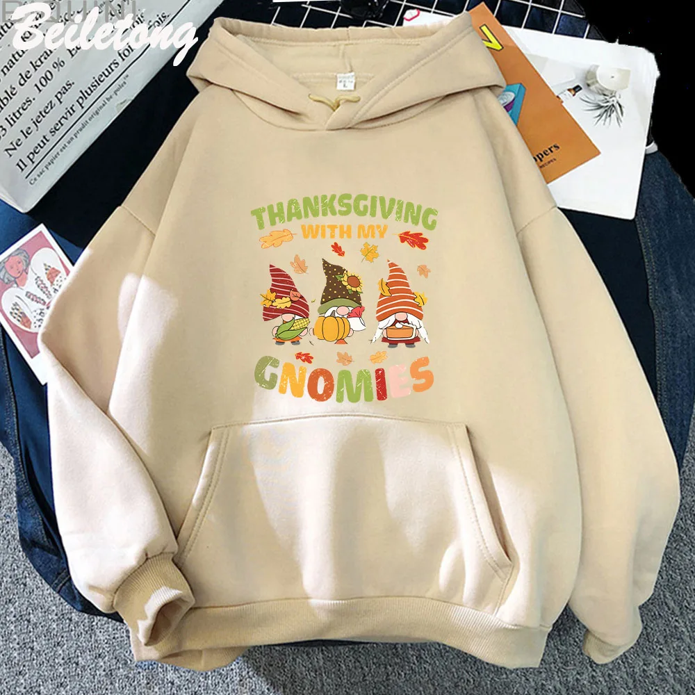 Thanksgiving with My Letter Hoodies Gnomies Fall Pumpkin Autumn Funny Pun Printed Sweatshirts Women Man Graphic Pullovers Gifts