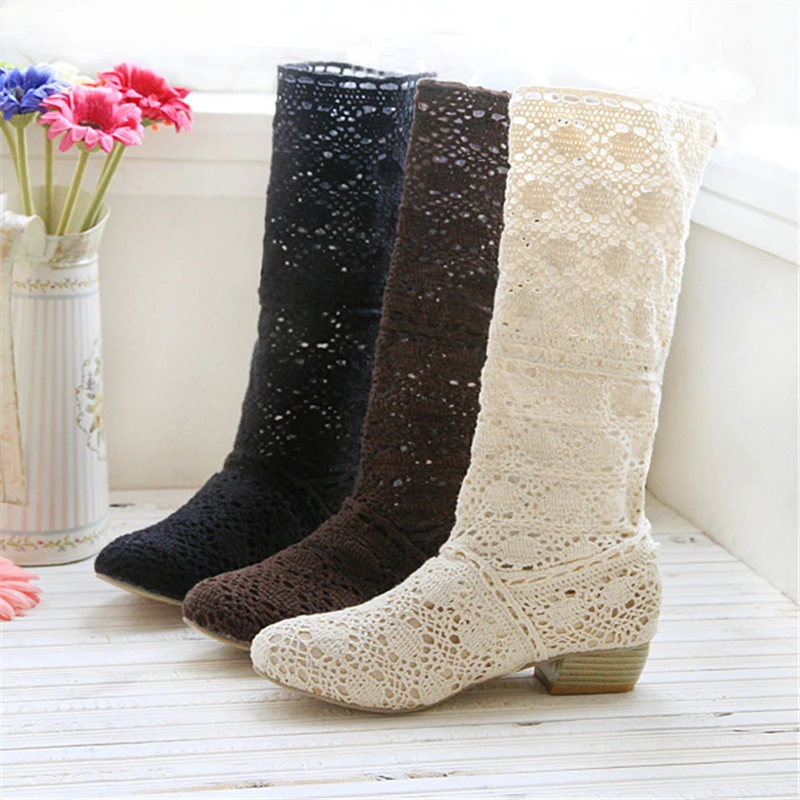 

Crochet summer boots boots 2023 new shoes lace hollow crochet boots XL hollow fashion women's boots 34-43