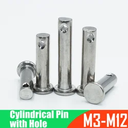 304 Stainless Steel with Hole Pin Shaft Cotter Pin Flat Head Solid Bearing Cylindrical Hole Locating Axis Roll Dowel Pins GB882