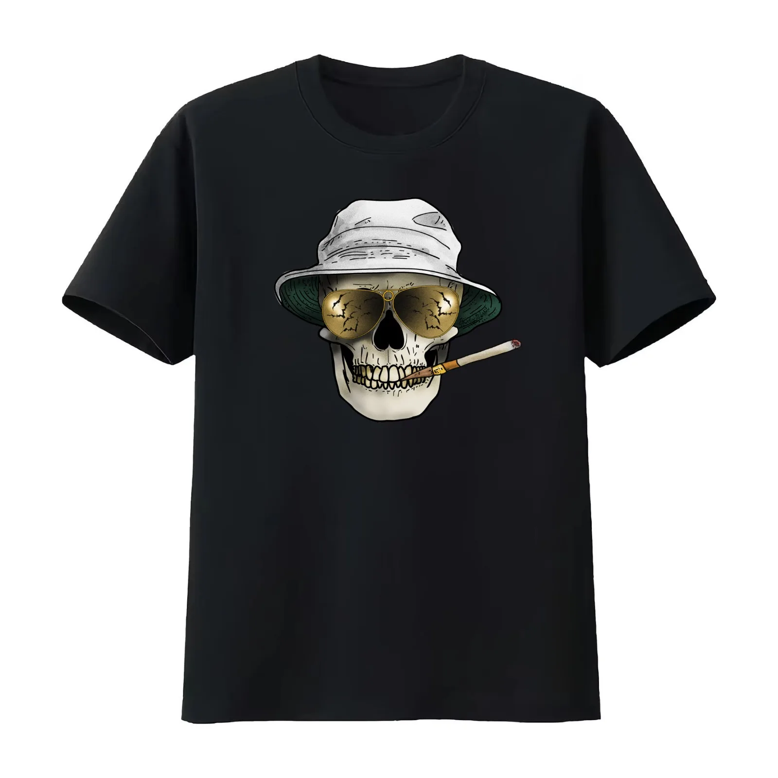 Hunter S Thompson Skull T-Shirt Summer Casual Cotton Tee Oversized Streetwear Tops Vintage Graphic Print Unisex Men Women