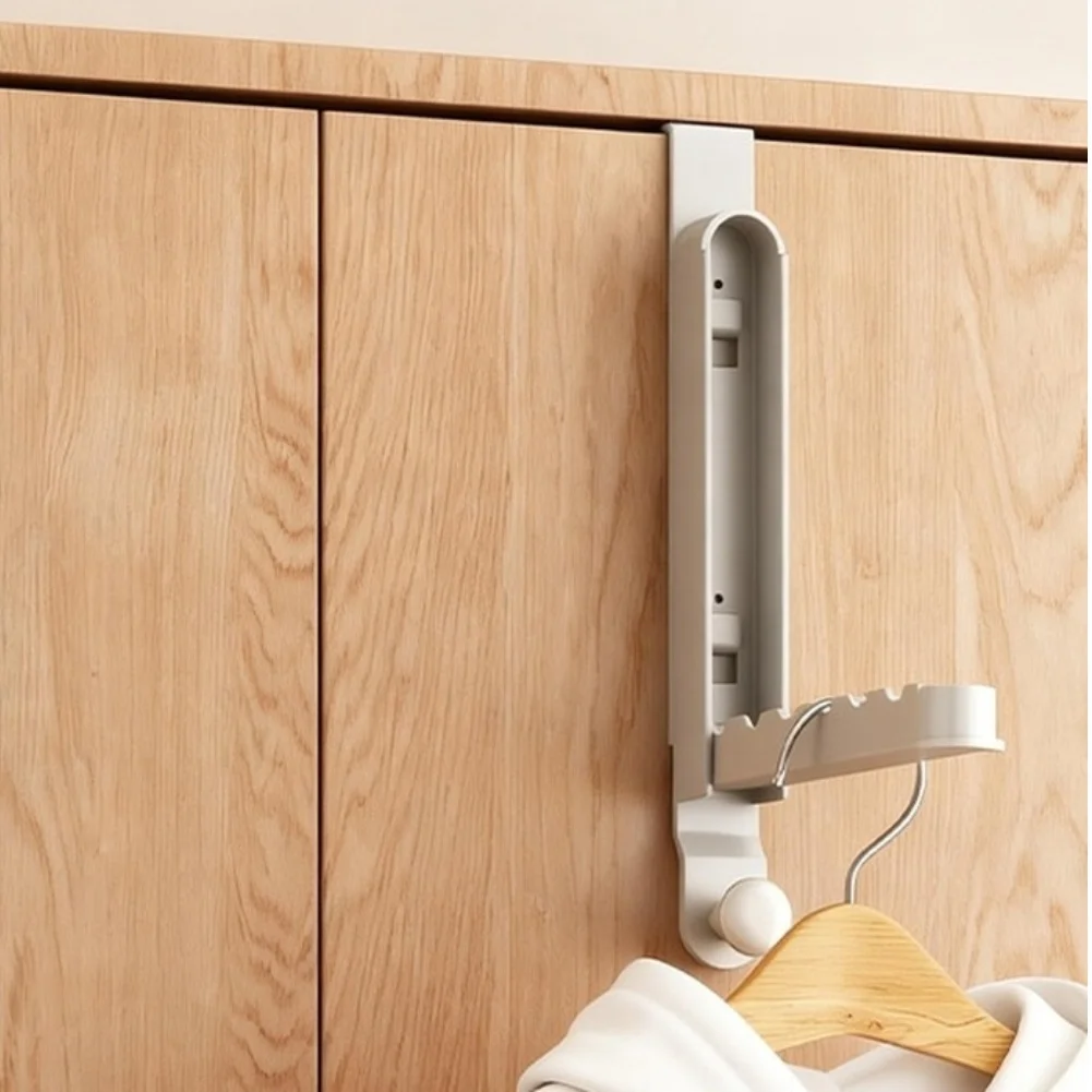 Telescoping Door Hanger Made of Aluminum and PP for Flexible Fit on Doors 2 4.6cm Thick Great for Small Living Spaces