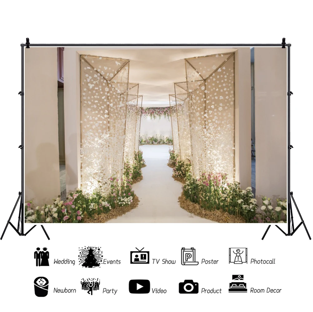 Laeacco casamento cerimônia fotografia pano de fundo flores cortina de chuveiro nupcial dia das mães retrato personalizado foto fundo