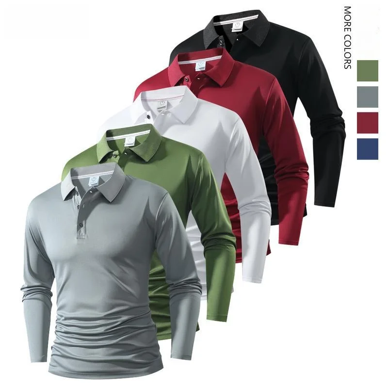 Men's Longsved Golf Shirt Pointed Collar Embroidered Polyester Fiber Thin Summer Stripe Pattern  Shirt by Twxing