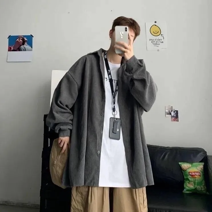 

Вельвет irt Свободный повседневный длинный све Американский Sle Полиэфирная ткань Молодежный тренд Осенний износостойкий кнопка-стойка...