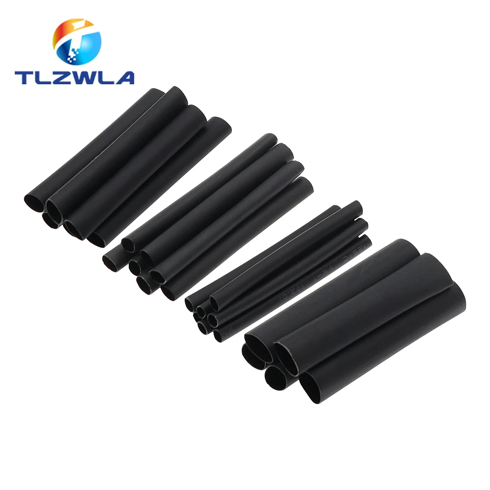 127Pcs Black Weatherproof Heat Shrink Sleeving Tubing Tube Assortment Kit Electrical Connection Electrical Wire Wrap Cable