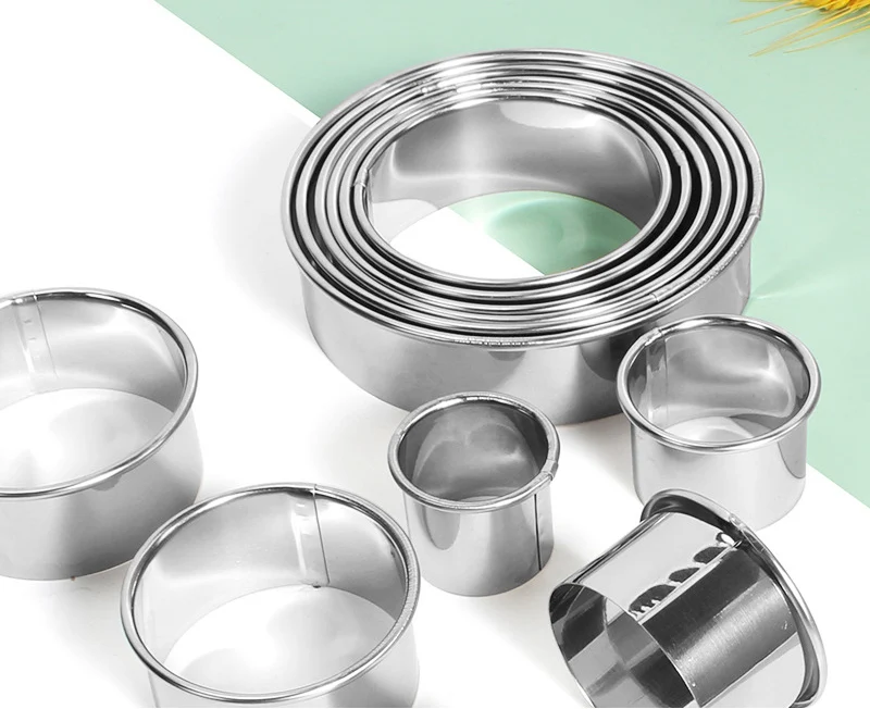 11pcs Biscuit Mold Stainless Steel Round Dough Cutter Dumplings Skin Mold Kitchen Cookie Cutter Set Baking Circle Pastry Mould