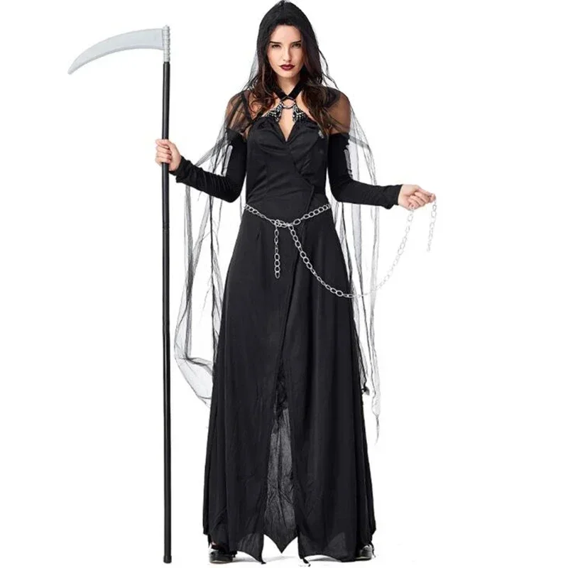 

Deluxe Black Magic Witch Costume for Women Sexy Adult Halloween Party Cosplay Clothing