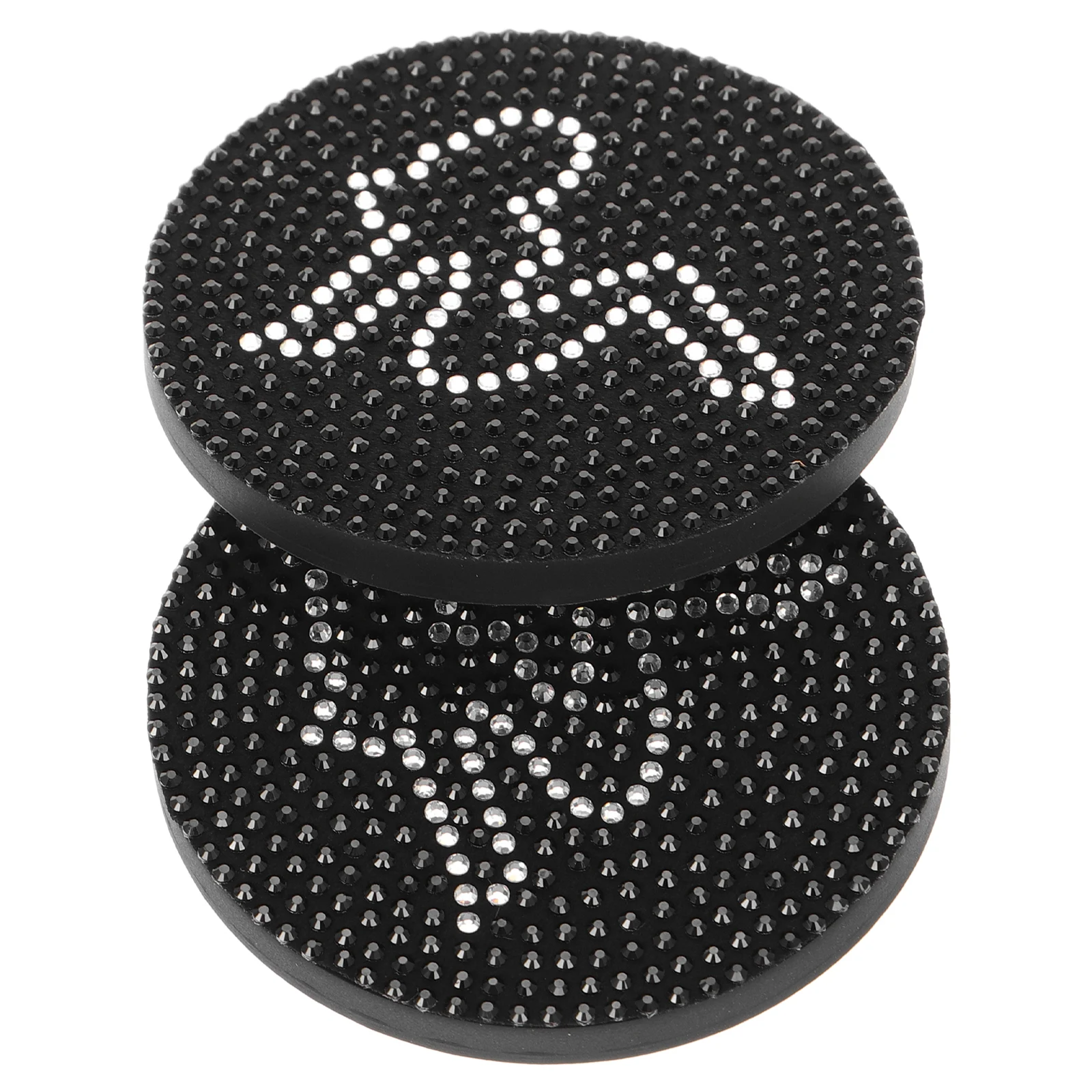 

2pcs Round Cup Holder Bling Rhinestone Design Nonslip Heat Resistant Silicone Coasters For Vehicle Cute Car Accessories Interior