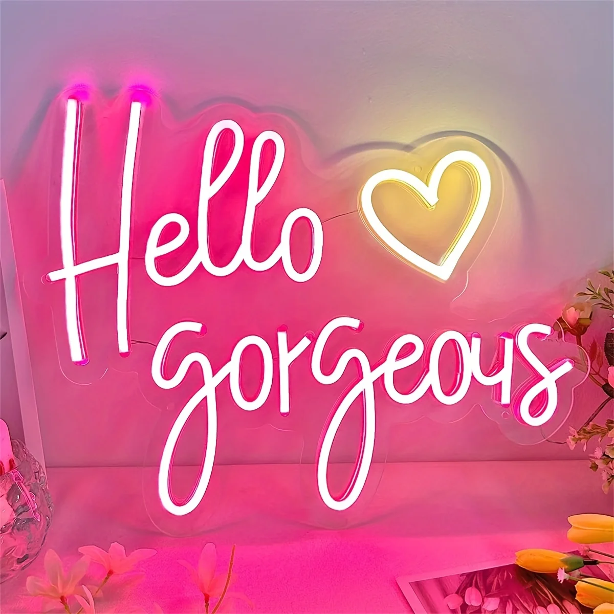 Hello Gorgeous Neon Sign - LED Wall Art for Bedroom, KTV, and Home Decor - Perfect Birthday Gift for Beauty Lovers