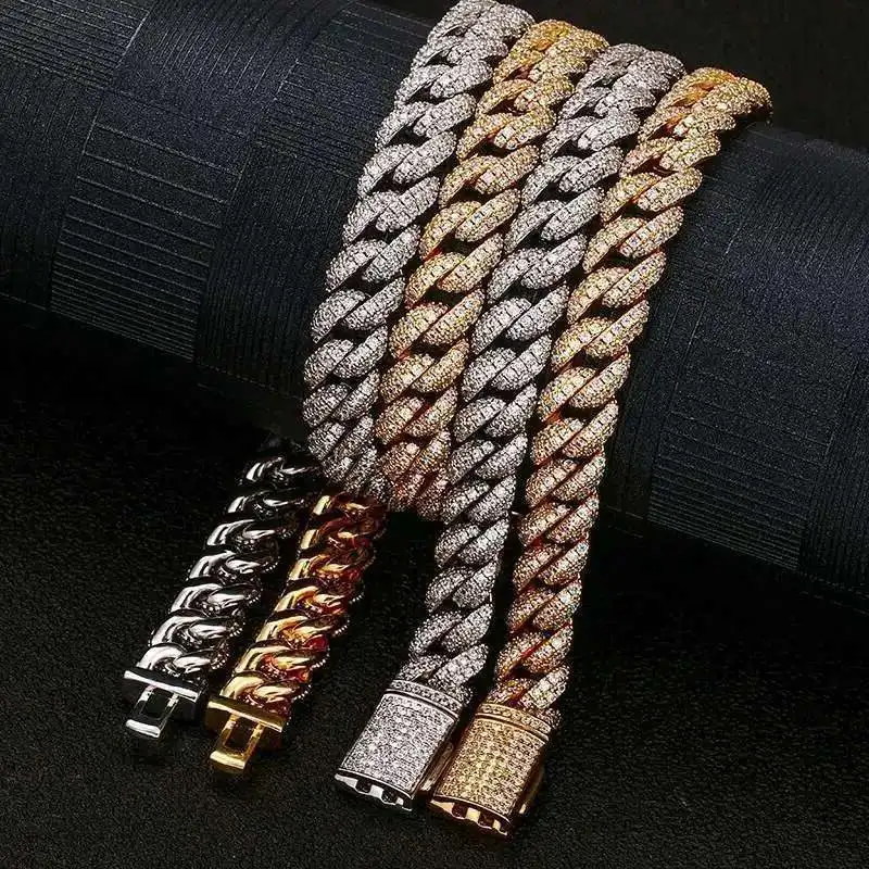 

Wholesale Iced Out 10mm Silver Vvs Moissanite Cuban Link Chain Hip Hop Lab Grown Moissanite Diamond Cuban Chain Necklace