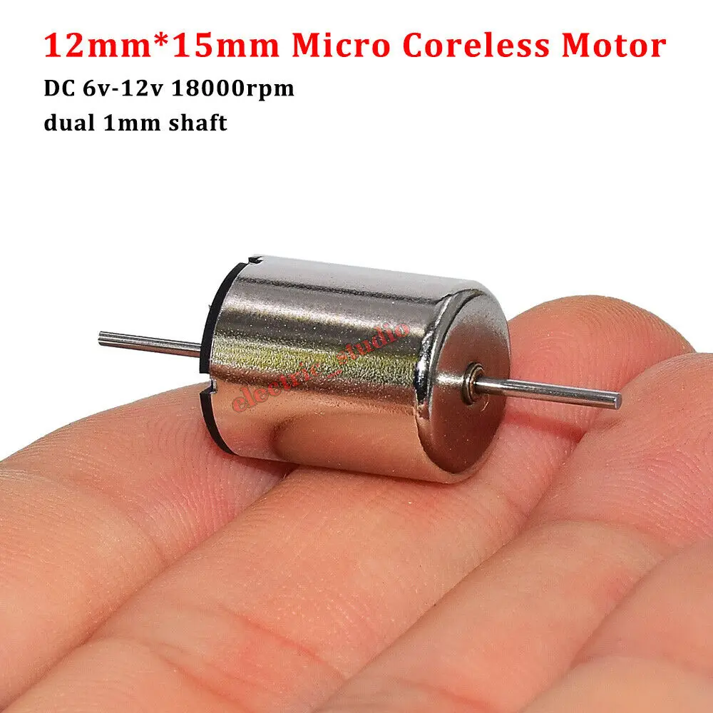 12mm*15mm DC 6V 9V 12V 17000rpm High Speed DC Motor Mini 1215 Coreless Dual 1mm Shaft Axis DC Motor For RC Rail Train Engine Car