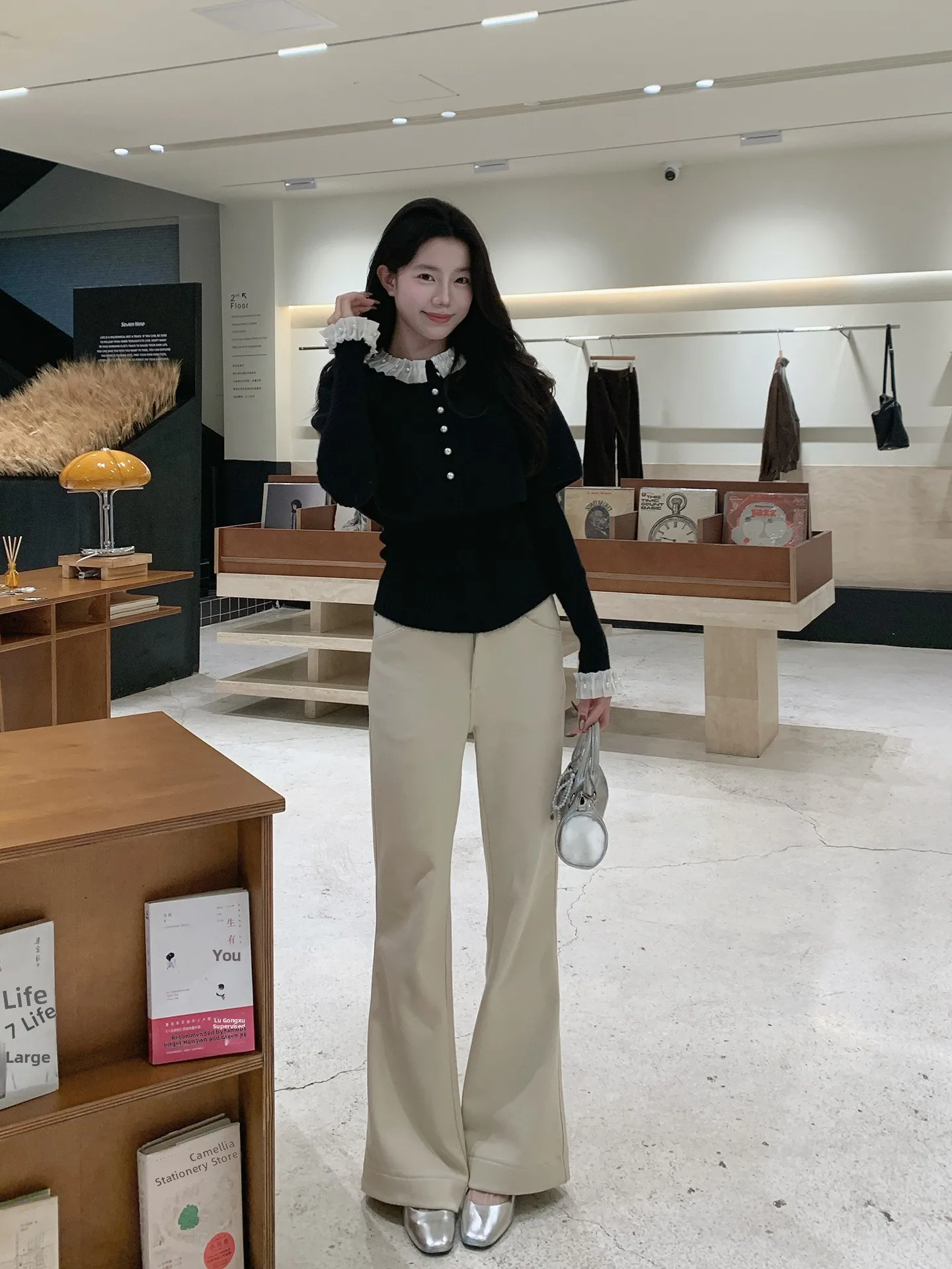 

Повседневные брюки с высокой талией на подкладке, корейские утягивающие теплые дышащие брюки High nce из Velvet King