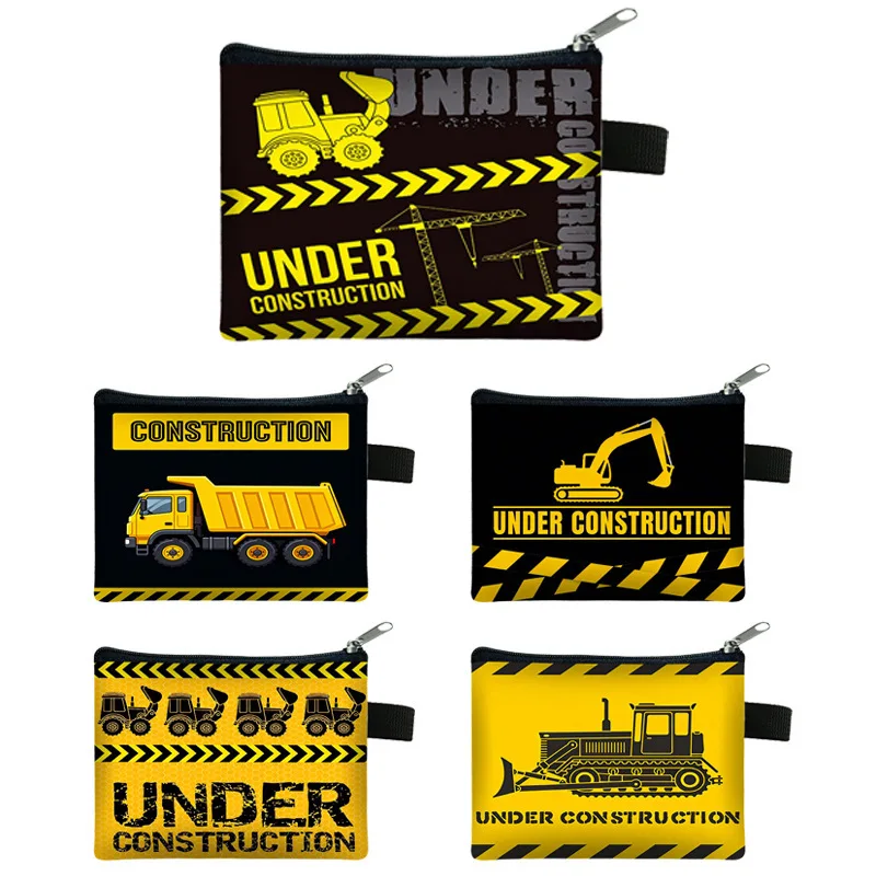 Cartoon excavator coin purse, engineering vehicle coin mini money bag, portable card case, coin key storage bag, gift