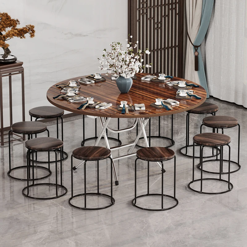 small-sized apartme household small dining table, rural 10 people eating, round , standing side, square table, commercial foldin