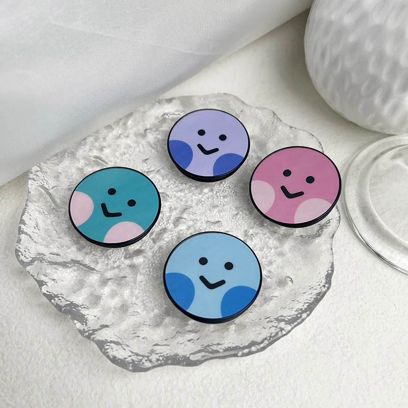 Simple Style Cartoon Emoji Phone Grip Cute Phone Stand Lazy Foldable Desktop Phone Holder For iPhone 15 Pro Max Huawei Xiaomi