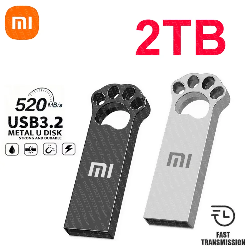 Xiaomi 2TB Metal Flash Drive USB 3.2 Super High Speed Type C Transfer Mini U Disk Pen Drive Memory Waterproof Disk SSD U Drive