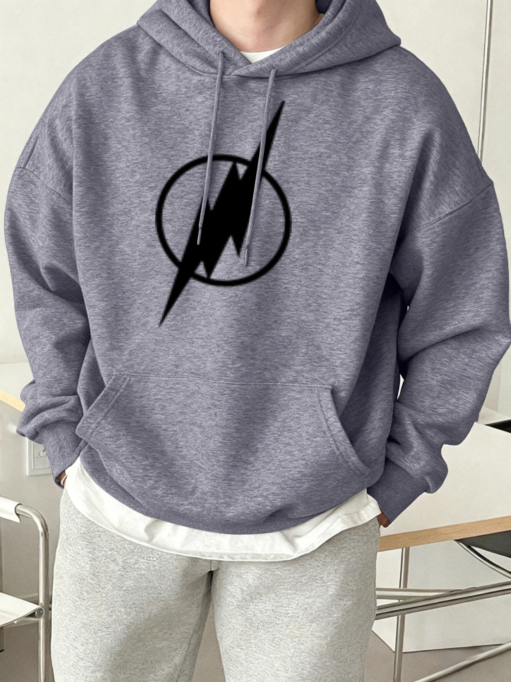 Lightning Within The Circular Ring Gedruckt Männer Hoodie Warme Farbe Pullover Lässige Mode Sportswear Fleece Herbst Lose Kleidung