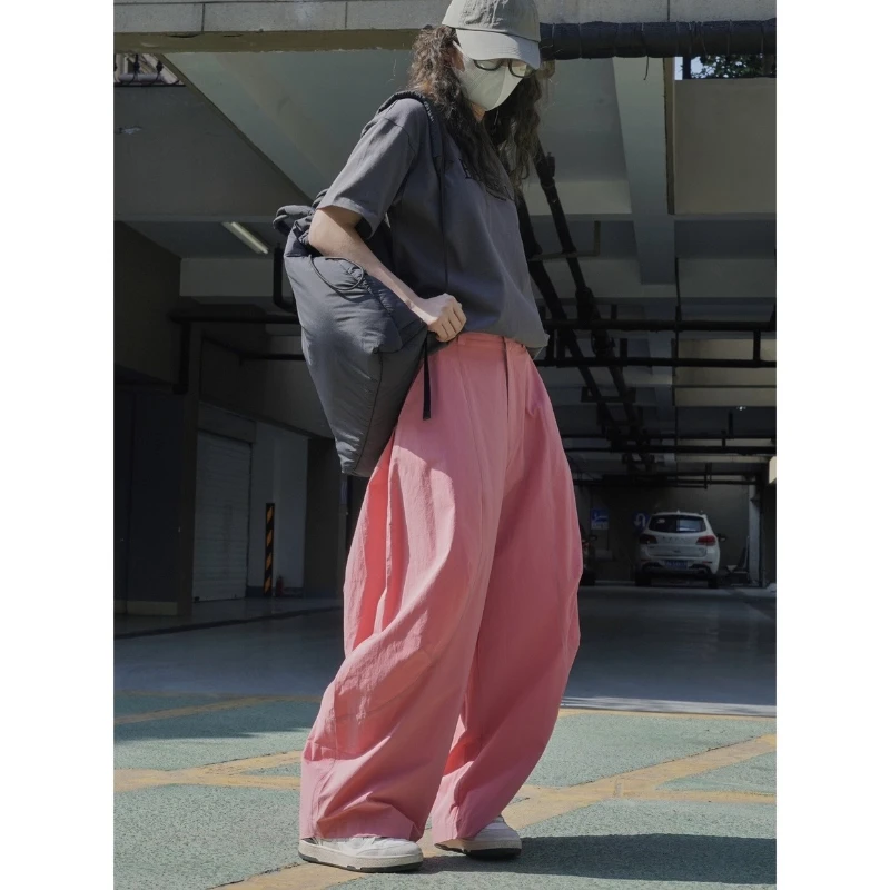 Louvre's new summer Japanese airy neutral curved wide-leg slacks are loose and thin, and casual pants are thin for women