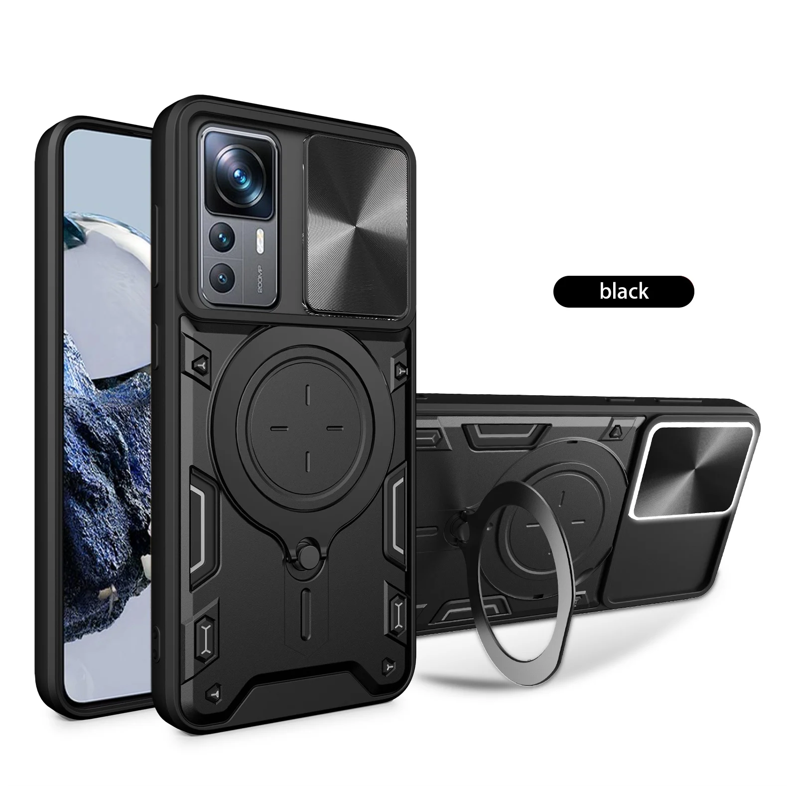 For Xiaomi Redmi Note 12S Phone Case Redmi Note12S Heavy Duty Rugged Armor Magnetic Bracket CaseSlide Camera Protection Cover