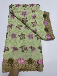 2026 African Stones Cotton Lace Fabric 5Yards Embroidered 3D Cord Dry Lace Dubai Style for Wedding Party Dresses