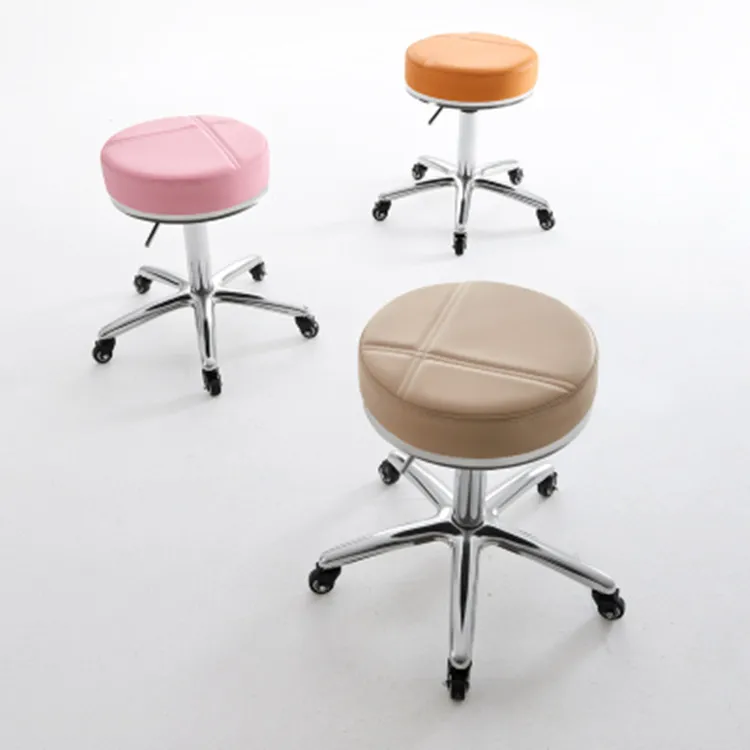 Top Selling Beauty Stool Modern Adjustable Height Hairdresser Stool Rotary Lifting Round Stool With Wheels Beauty Salon