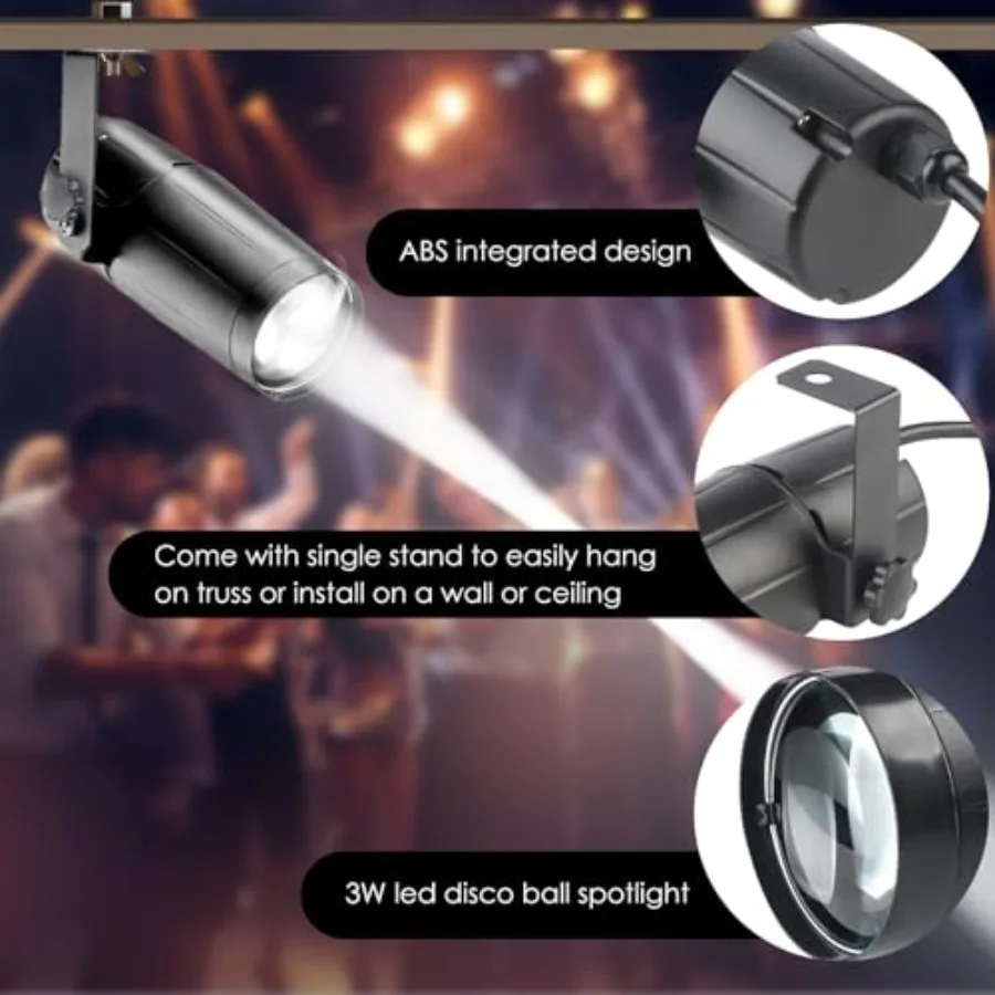 Disco Ball Light, 3W Led PinSpot for up Mirro Ball, Pin spot DJ Stage s with Remote