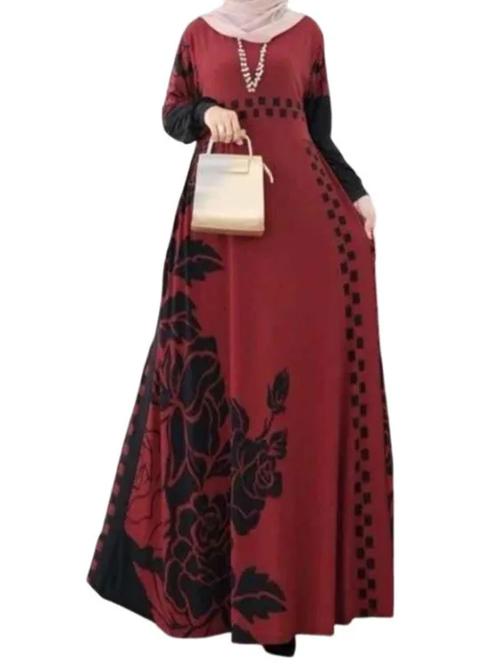 Muslim Fashion Abaya Modest Fashion Women Floral Casual Elegant Long Maxi Dress Turkey Style Muslim Woman Robe Abayas