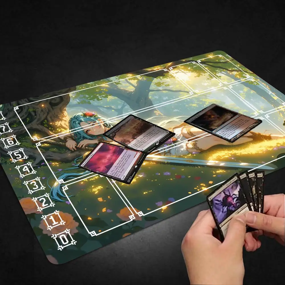 Magic playmat for TCG MTG LOL Balatro player Rubber mouse pad collectible card game pads With zones Duel deskmat Anime girl
