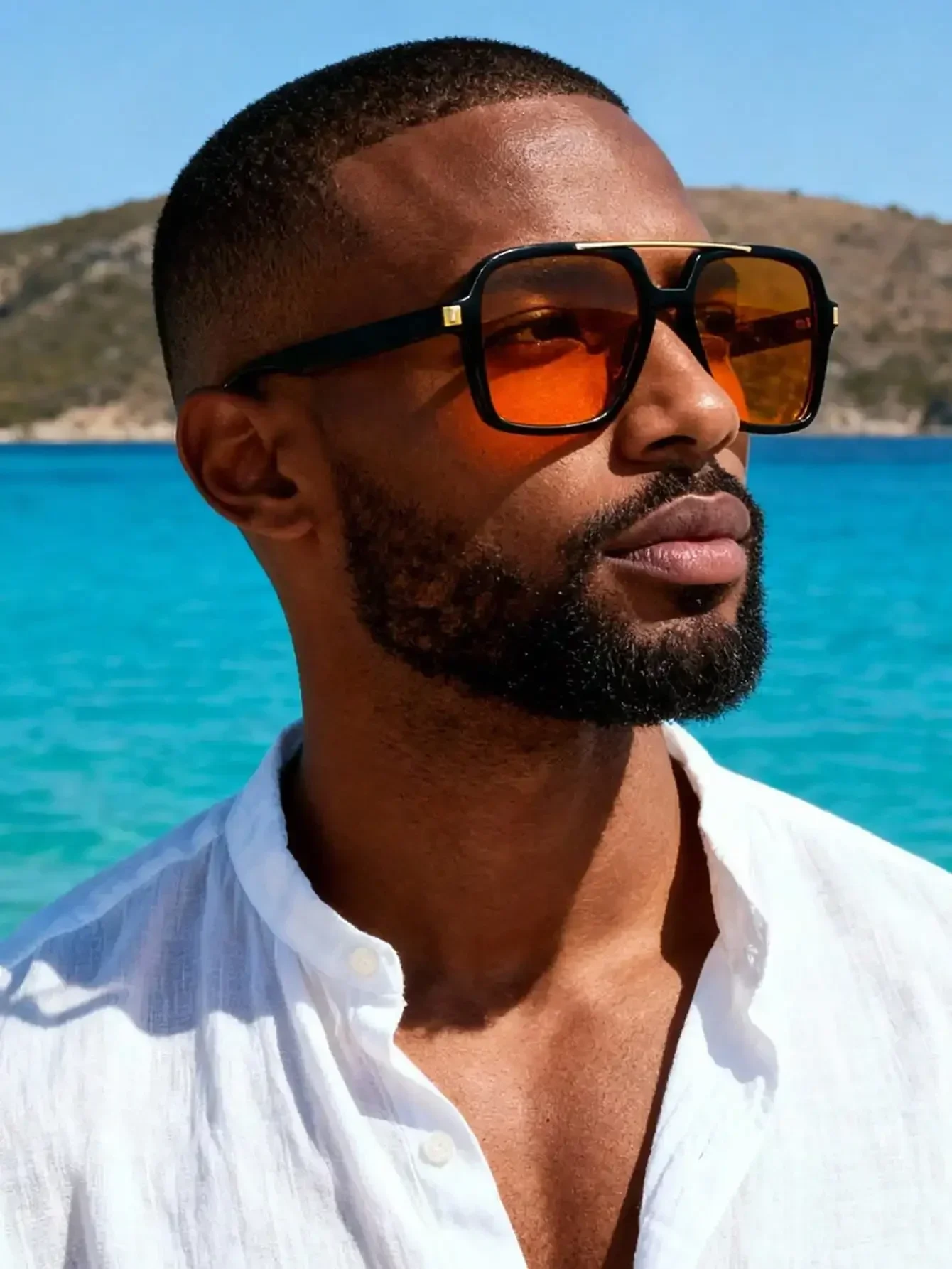 

1 Pair Retro Double Bridge Square Fashion Glasses, High-End Street Style, Elegant Vintage Versatile Men's Glasses, Beach Vacatio