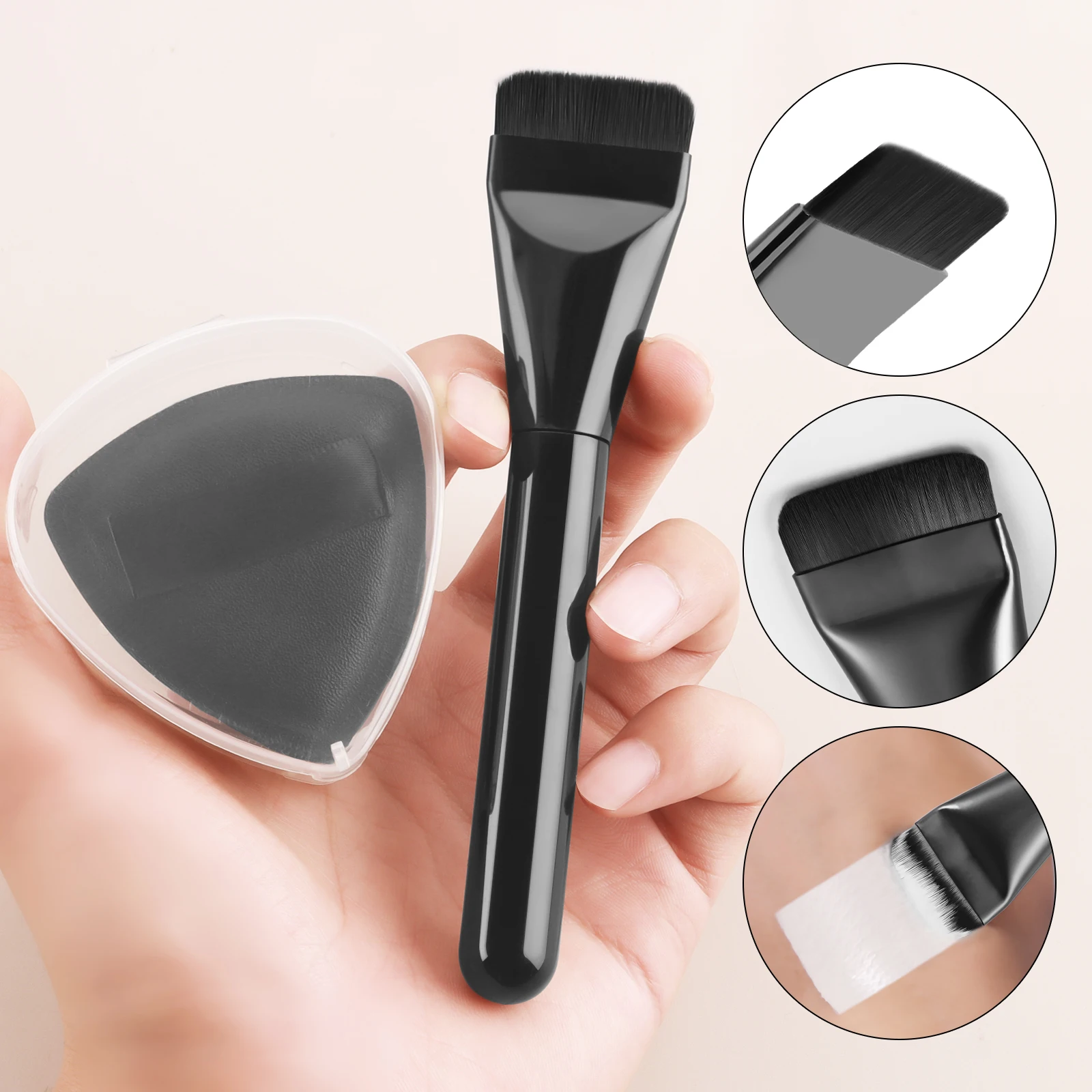 Brocha de maquillaje para base de línea recta, brocha de maquillaje de hoja plana, base líquida, máscara facial especial, brocha de belleza también