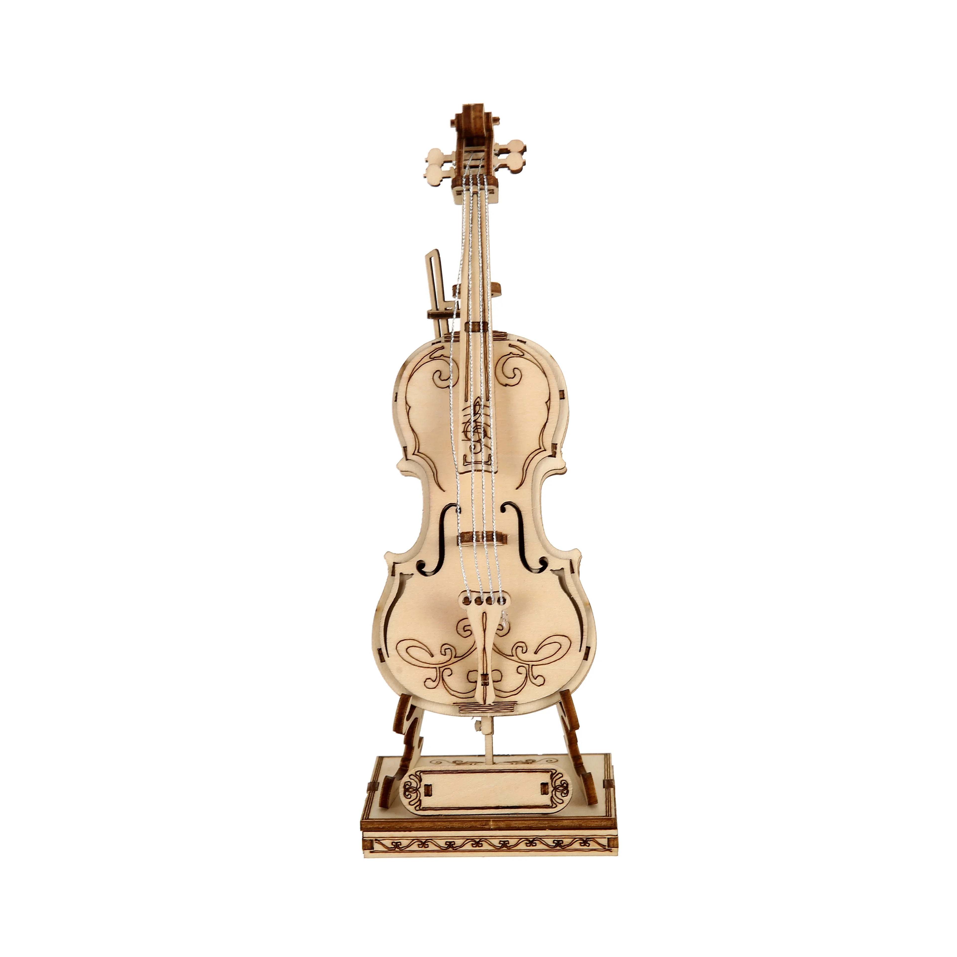 

violin Model DIY 3D Wooden Puzzle Building Block Kits Assembly Toy Birthday Gift For Kids Adult Home Decor