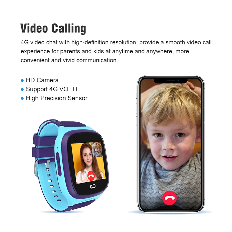 4G Kids ساعة ذكية مكالمة فيديو GPS المقتفي واي فاي SOS HD شاشة تعمل باللمس IP67 مقاوم للماء ساعة ذكية للأطفال للفتيات الفتيان